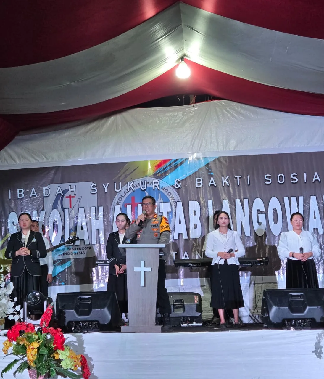 Mempererat Tali Silaturahmi Kapolres Boltim Hadiri Ibadah Syukur Gereja Pantekosta Indonesia di Matabulu