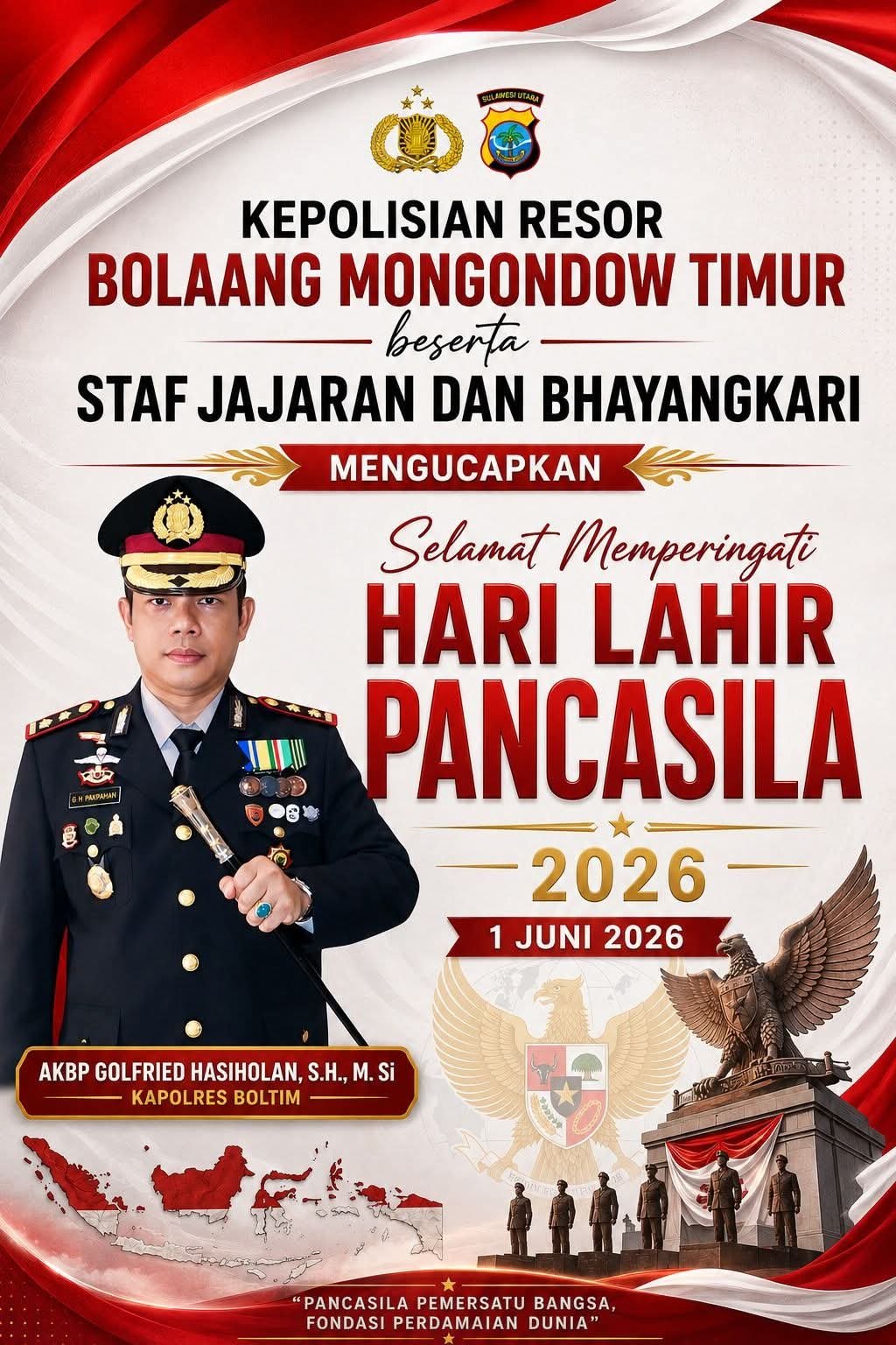 Kapolres Boltim, Pancasila Adalah Dasar Negara Ideologi Bangsa, Sekaligus Pedoman Utama Seluruh Anggota Polri
