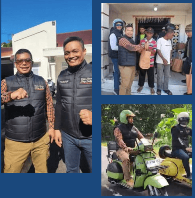 Kapolres Boltim Bersama Wakapolda Sulut dan PJU Polda Sulut Gelar Tur ke Minut, Berbagi Sembako Lewat Police Vespa Group
